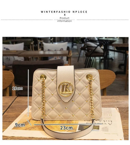 Women's Diamond Grid Chain Crossbody Shoulder Bag With Zipper
