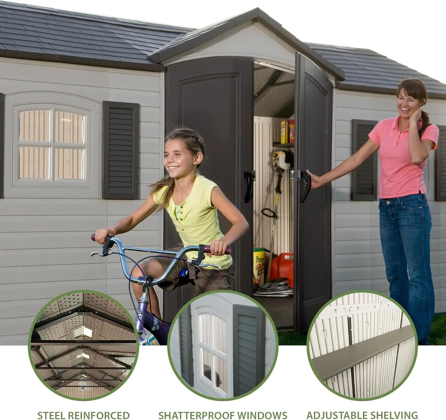 XMSJ 6446 Outdoor Storage Shed Alloy Steel And Polyethylene Construction
