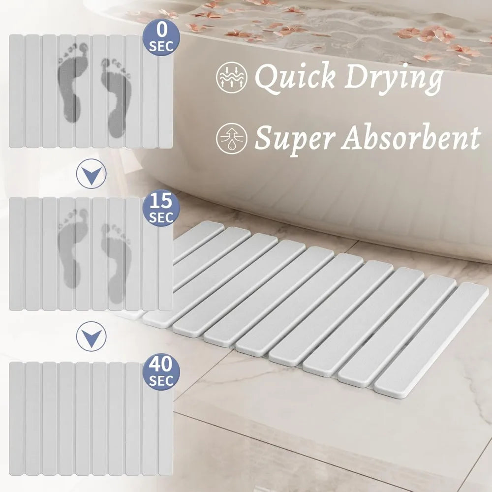 Foldable Stone Bath Mat Quick Dry Non Slip Diatomaceous