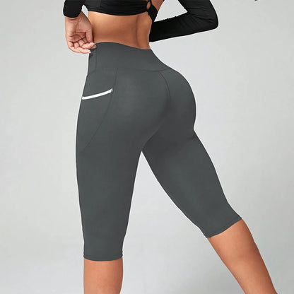 High Waist Yoga Pants Capri Leggings with Pockets for Women Tummy Control Workout Capri Leggings for Women
