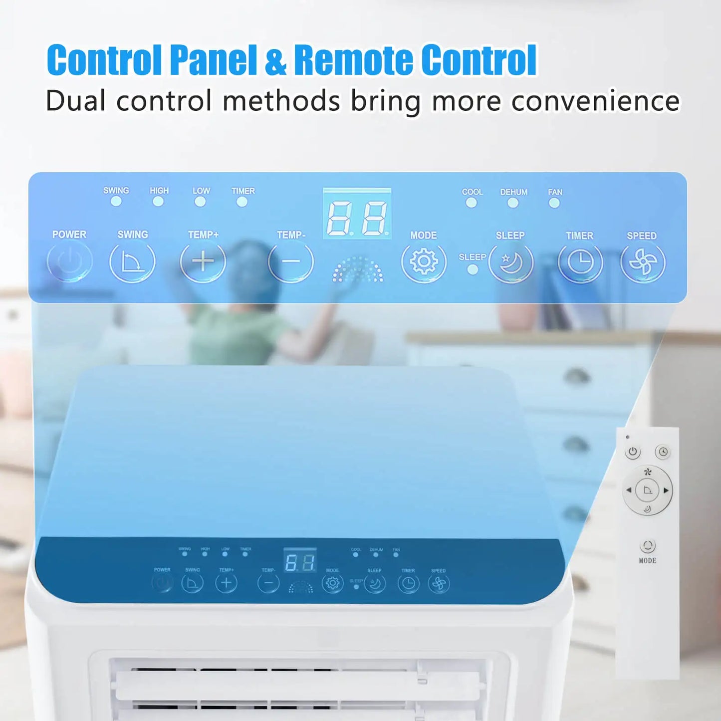 8000 BTU Portable Air Conditioner 3 -in-1 Air Cooler Dehumidifier Fan 24H Timer
