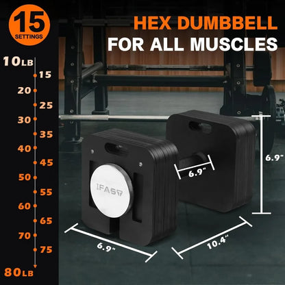 Adjustable Dumbbell Set 80LB Multiweight QuickLock For Home Gym