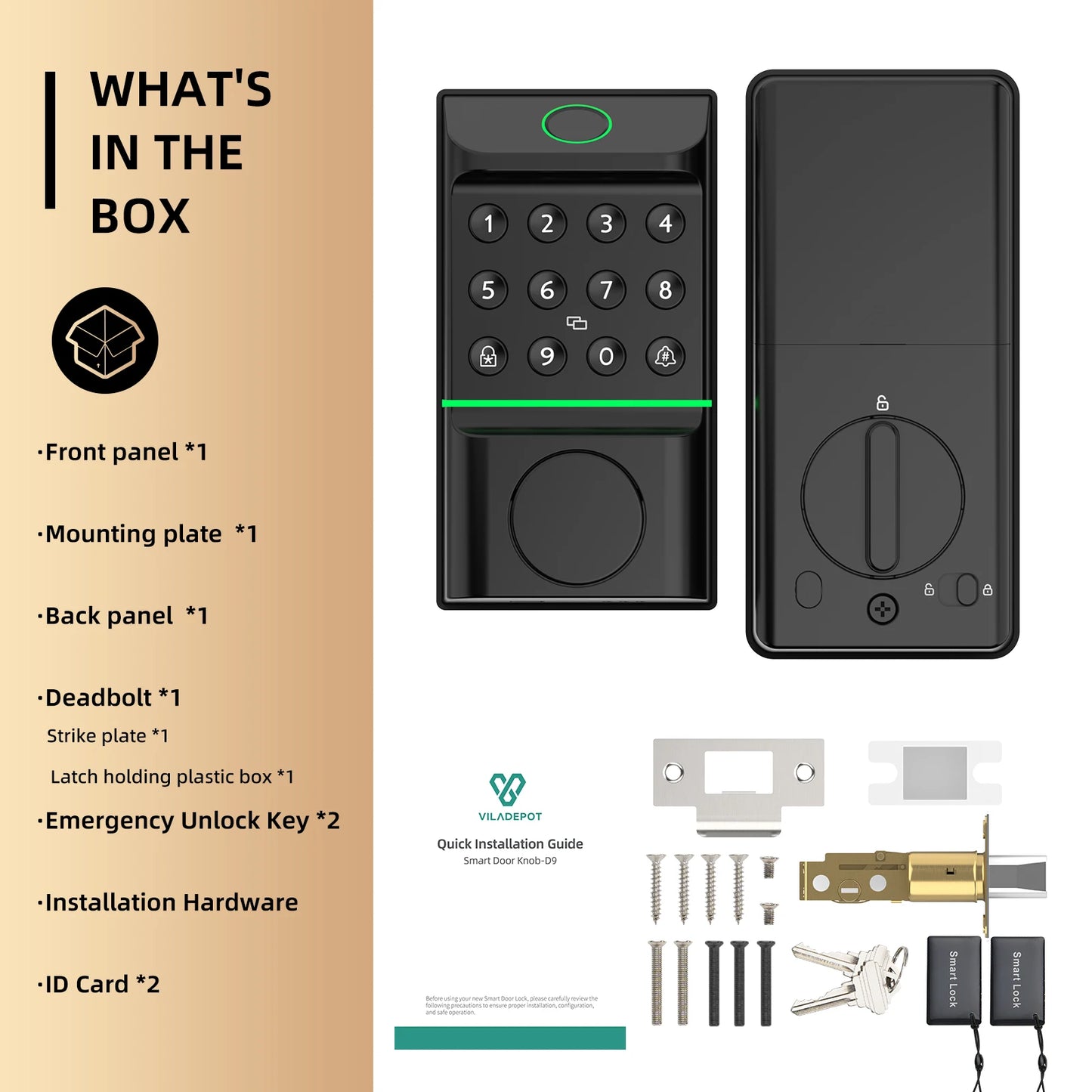 Viladepot Smart Fingerprint Door Lock With Bluetooth Keypad