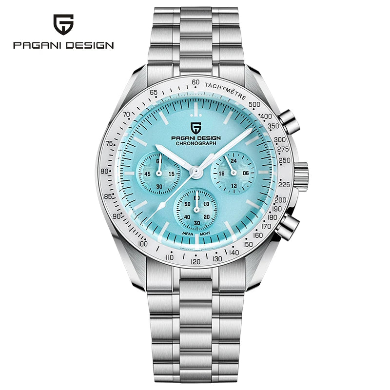 PAGANI DESIGN Moon Mens Watch Chronograph Quartz Automatic Waterproof Sapphire