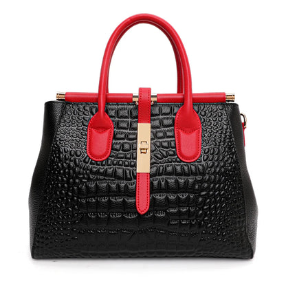 New Crocodile Pattern Women's Handbag Fashionable and Trendy Large Capacity Luxury Cowhide Commuter Shoulder Bag
