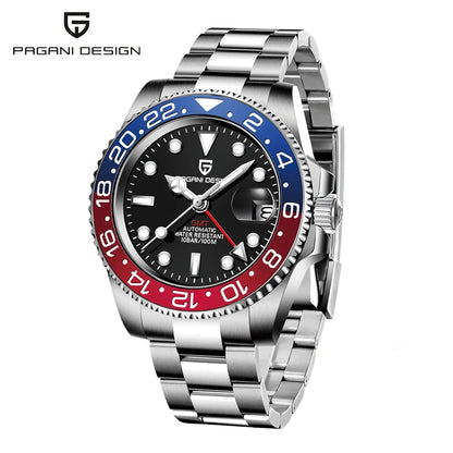 PAGANI DESIGN PD1662 Automatic GMT Stainless Steel Wristwatch