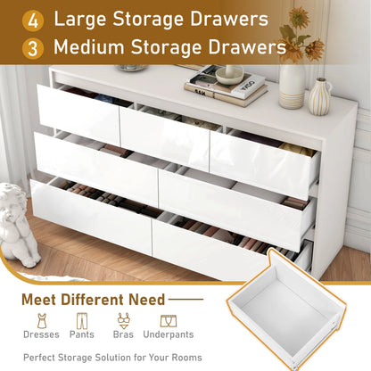 QiaoShiRen Modern Dresser With High Gloss Wood Finish