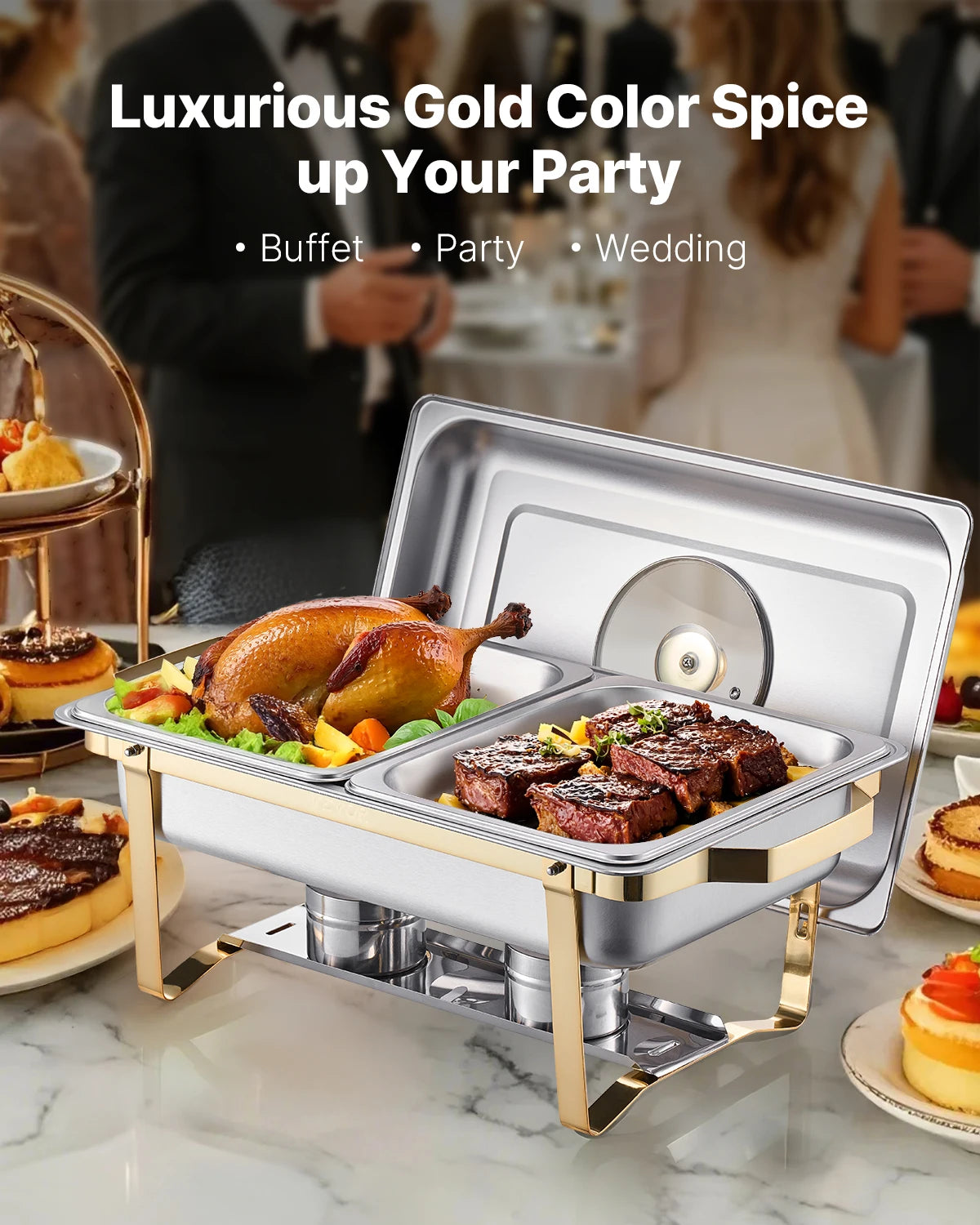 SucceBuy Chafing Dish Buffet Set Stainless Steel Pans