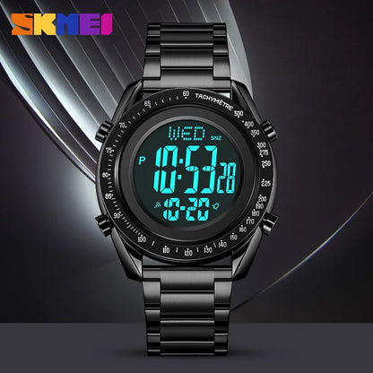 SKMEI Fashion Men's Digital Watch Male Waterproof Watches For Men Luxury Stainless Steel Strap Calendar Electronic Wristwatch