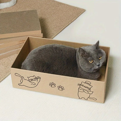 5pcs corrugated cardboard cat scratch board rectangular double-sided scratching nest wear-resistant non shedding all universal