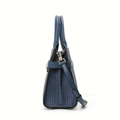 Aidrani Genuine leather crocodile pattern handbag, large capacity women's bag, square cowhide shoulder bag