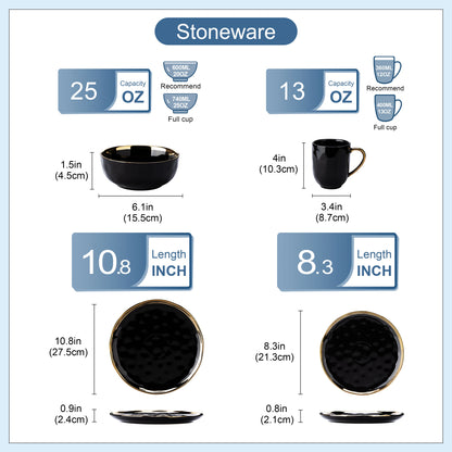 MALACASA Porcelain Dinnerware Set With Gold Trim Tableware