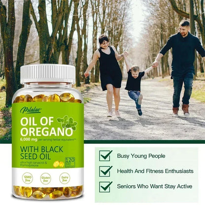 Pslalae Oregano Oil Softgels With Black Seed Oil For Digestion