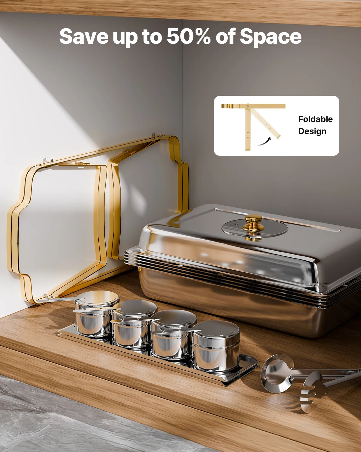 SucceBuy Chafing Dish Buffet Set Stainless Steel Pans