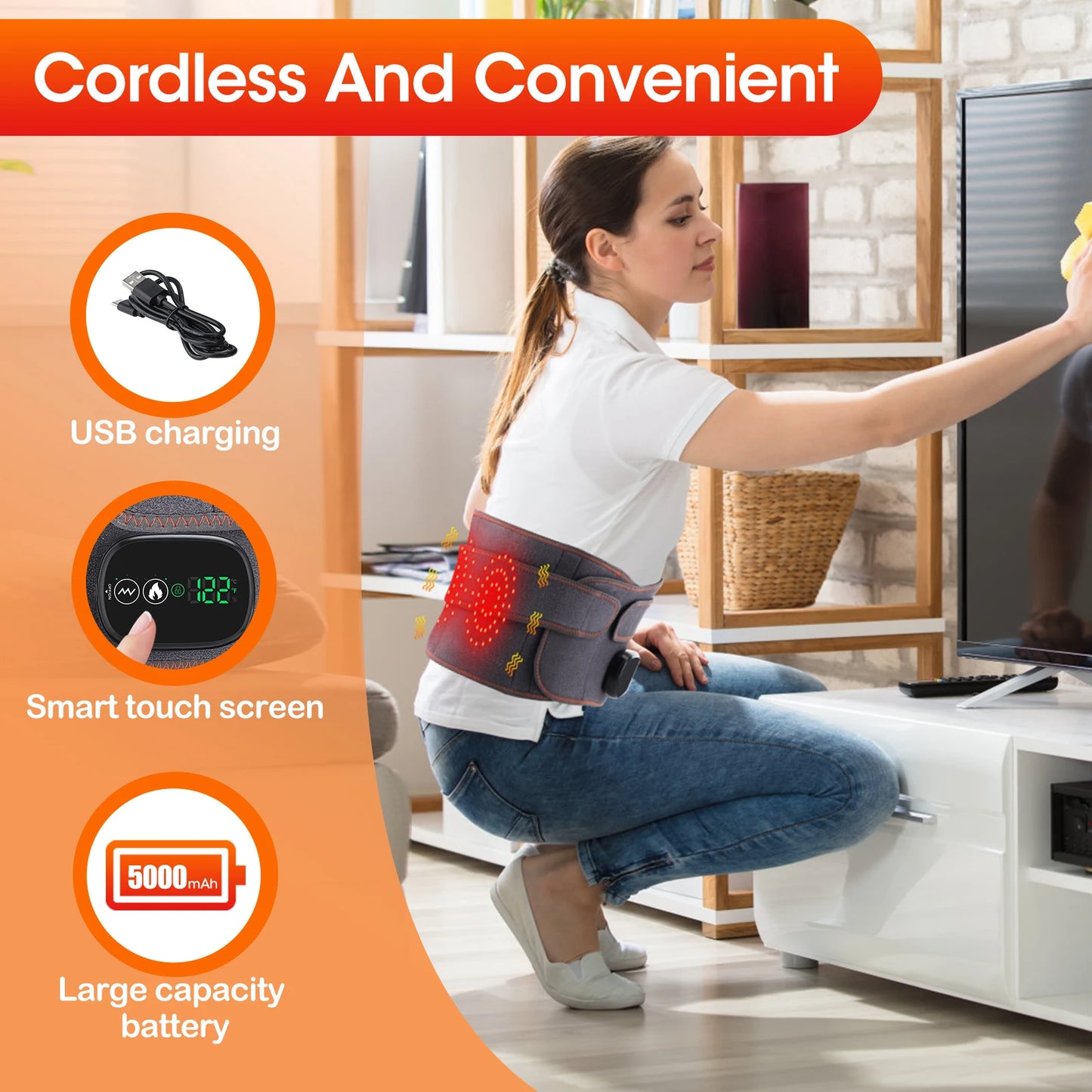 PASTSKY Infrared Waist Massager Belt With USB Charge And Vibration