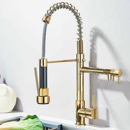 SHBSHAIMY Spring Kitchen Faucet Pull Down Dual Swivel Spout Hot Cold
