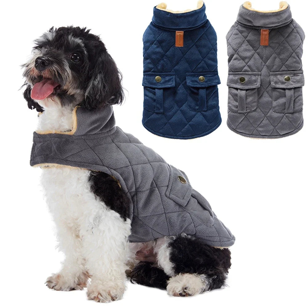 Winter Warm Plush Dog Jackets With Double Pockets For Small Medium And Large Dogs