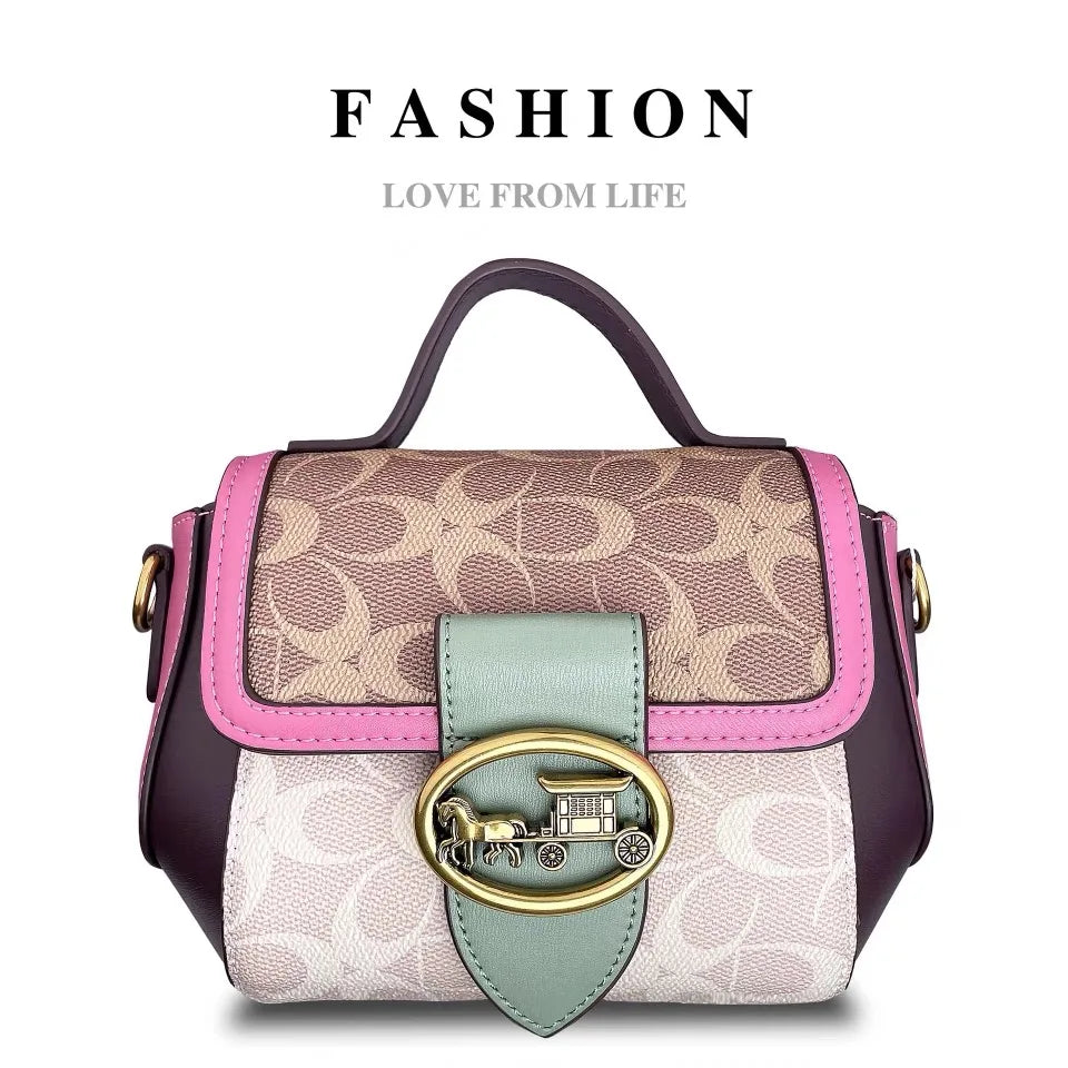 New minimalist and fashionable small handbag, contrasting color women's bag, high-end carriage crossbody bag, portable box bag