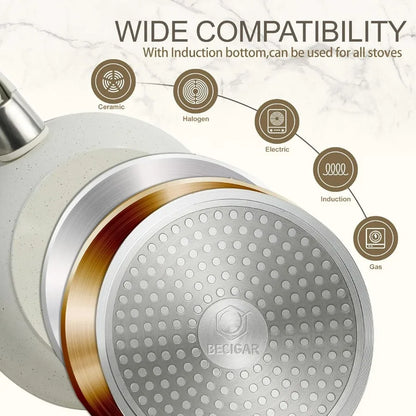 21PCS Nonstick Ceramic Pots and Pans, Ceramic Cookware with Detachable Handle, RV Kitchen Cookware Set, Cookware Set with Remova