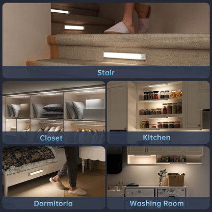 PZSUNLY Motion Sensor LED Light Type-C Rechargeable Wireless Night Light Magnetic Cabinet Lamp for Kitchen Bedroom Wardrobe Hallway Stairs