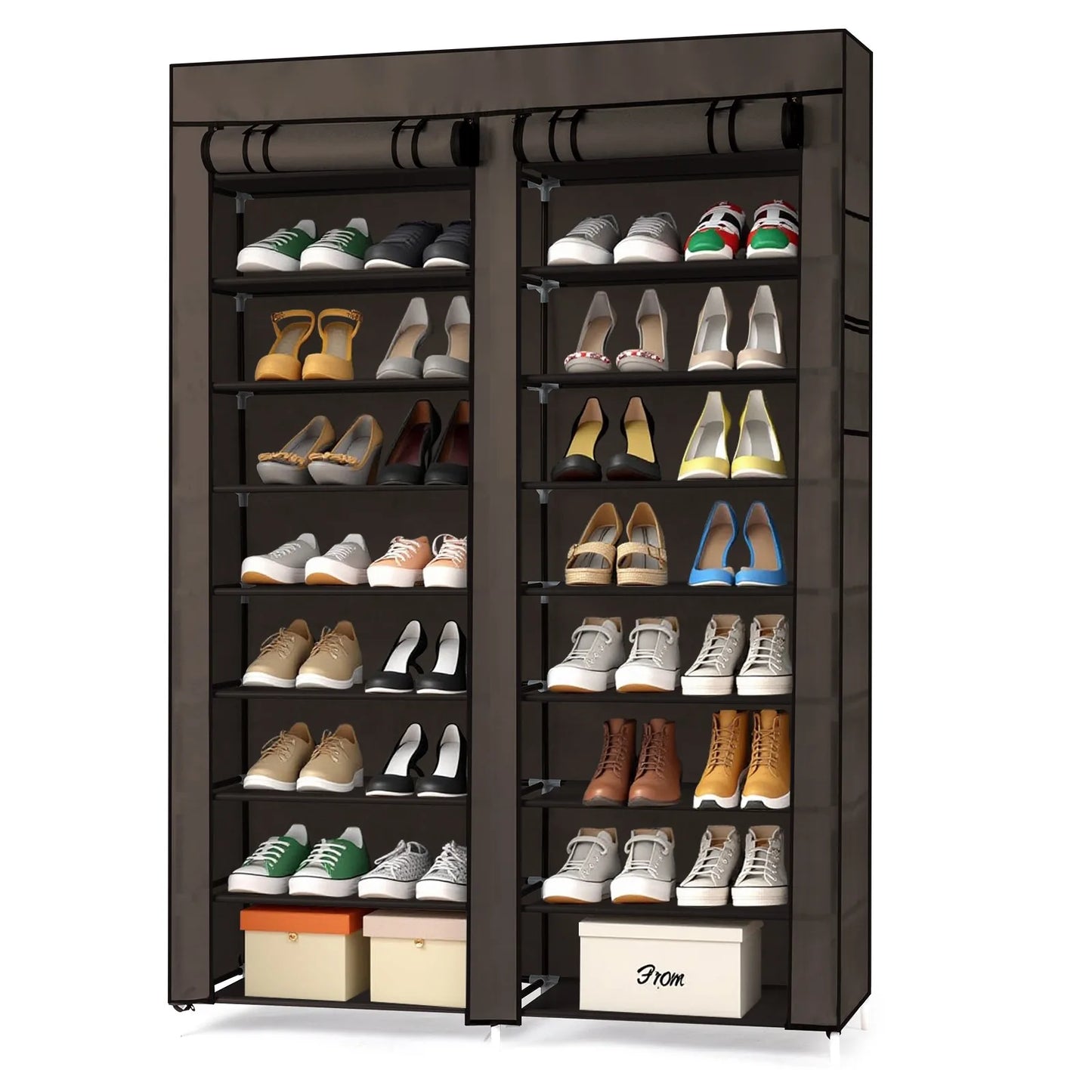 Shoe Rack 32 Pair Heavy Duty 10 Tier Double Organizer