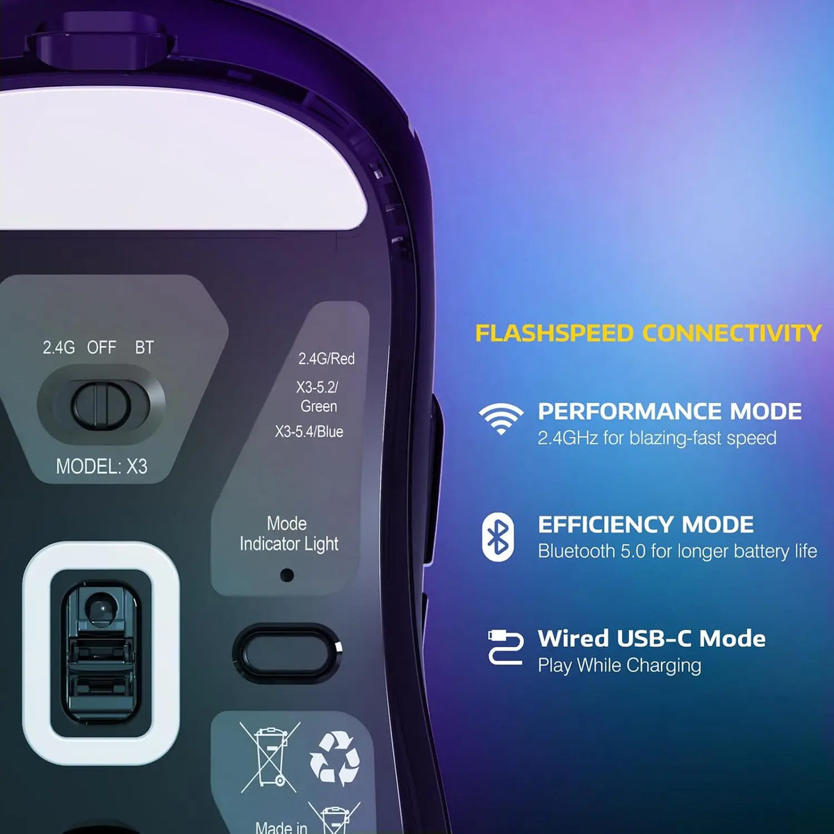Attack Shark X3 Bluetooth Rechargeable Lightweight Wireless Mouse