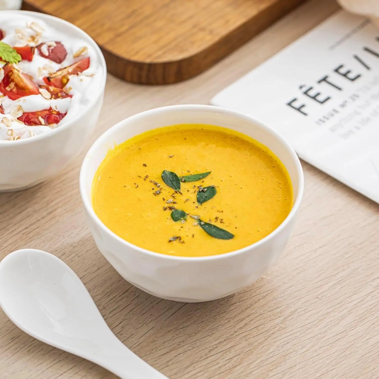 Porcelain Soup Bowls Set of 6 Microwave and Dishwasher Safe