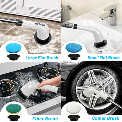 JIZHOUH Electric Cleaning Brush With 7 Heads Cordless Scrubber