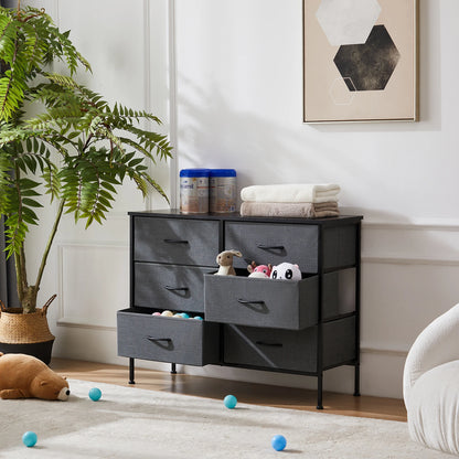 JHK Six Drawer Fabric Storage Nightstand With Metal Frame