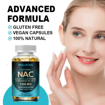 NAC Glutathione Food Supplement, Detox & Antioxidant, Anti-Aging, for Liver Health, Immune Support, Skin Care, Hair, Nails