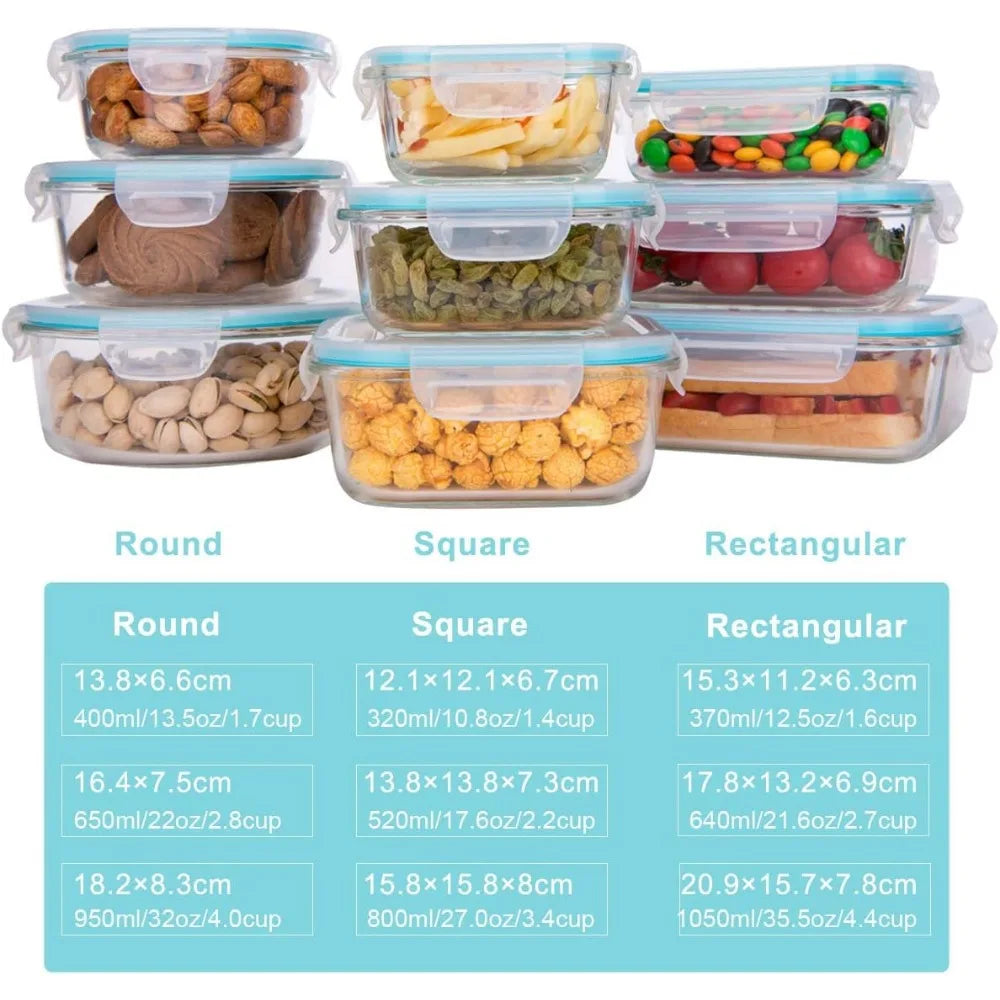 Glass Meal Prep Containers With Lids BPA Free Storage