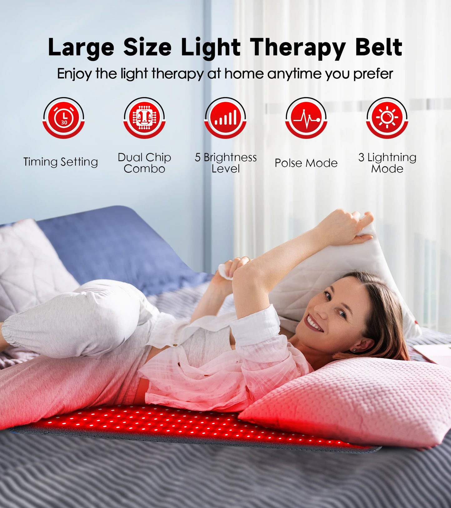 Updated Red Light Therapy Heating Pad for Body Device Cushion Mat Waist Back Shoulder Muscle Pain Relief Relax Infrared Light