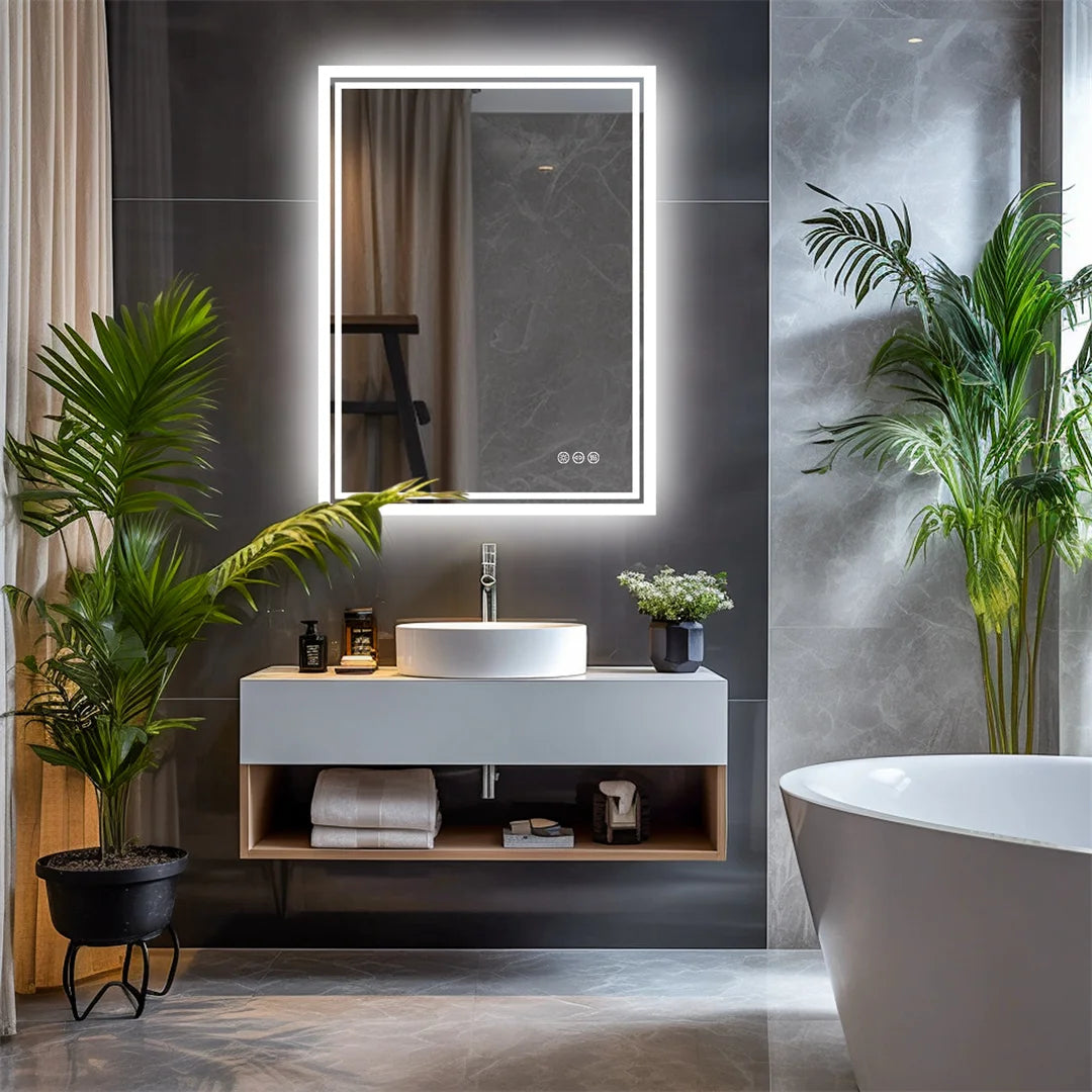LUVODI Illuminate LED Backlit Frameless Bathroom Mirror Dimmable Defog