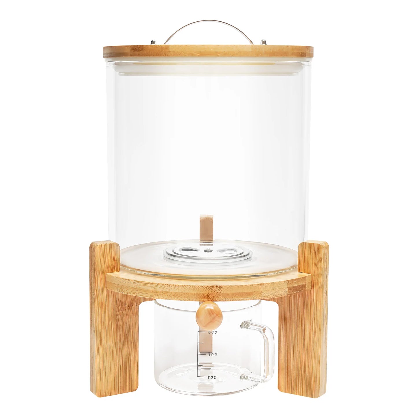 5L Cereal Dispenser Flour Rice Storage Container Glass Tank W/ Lid Measuring Mug For Pantry Organization And Storage