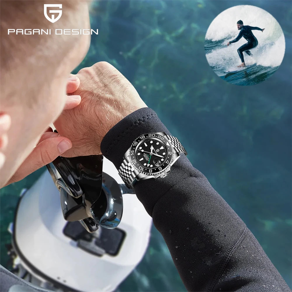 PAGANI DESIGN PD1662 Ceramic Bezel Sapphire Glass Automatic GMT Watch