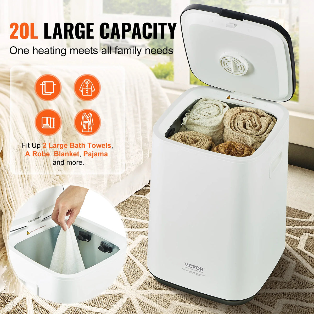 SucceBuy Towel Warmer Bucket With Auto Shut Off Child Lock