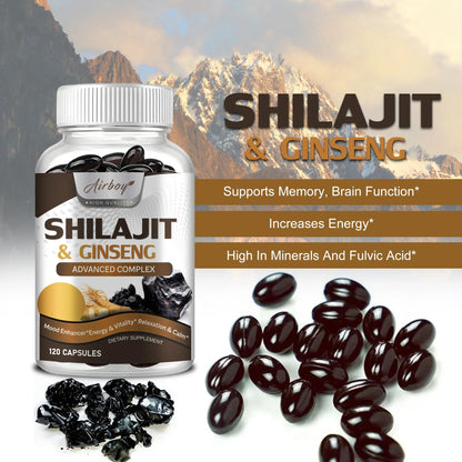 Airboy Shilajit Ginseng Supplement Energy Memory Immune Support