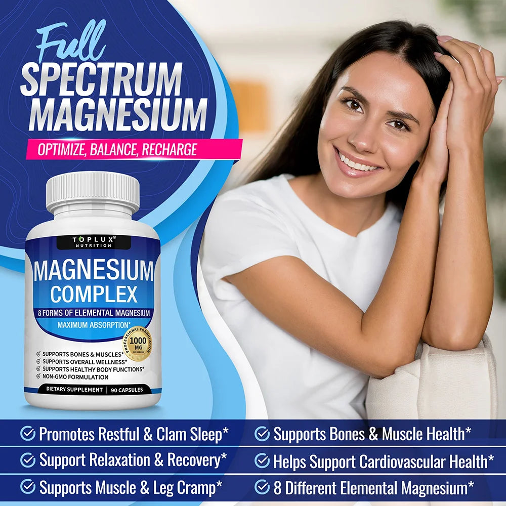 Toplux Suppl Magnesium Complex 1000mg Glycinate Citrate Malate Sleep Support