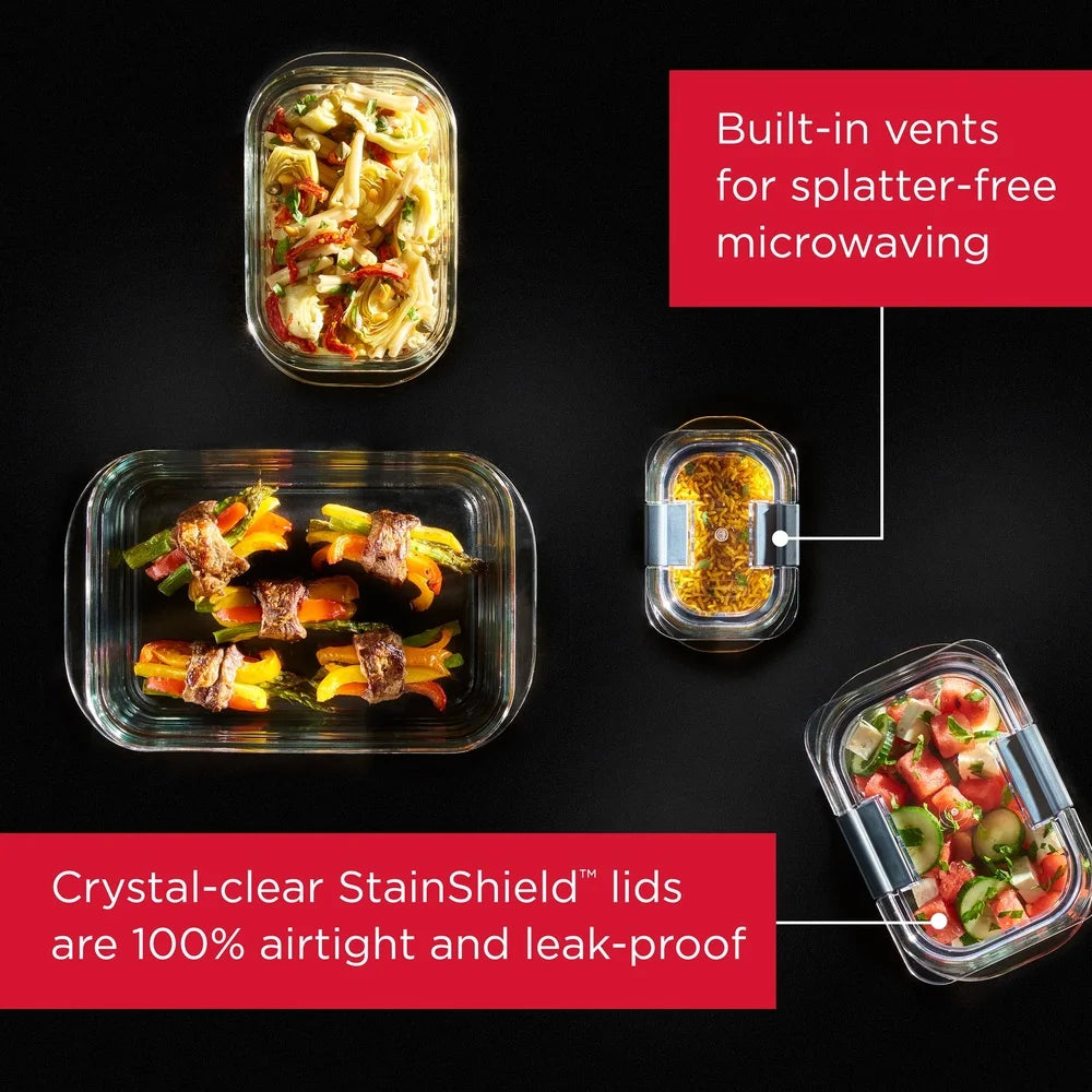 Airtight Leak Proof Glass Storage Containers Set 2