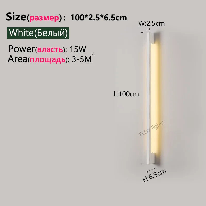 Modern Minimalist Long Wall Lamp LED Wall Mounted Light Indoor Living Room Bedroom Background Lamp Home Decora Fixtures 110/220V
