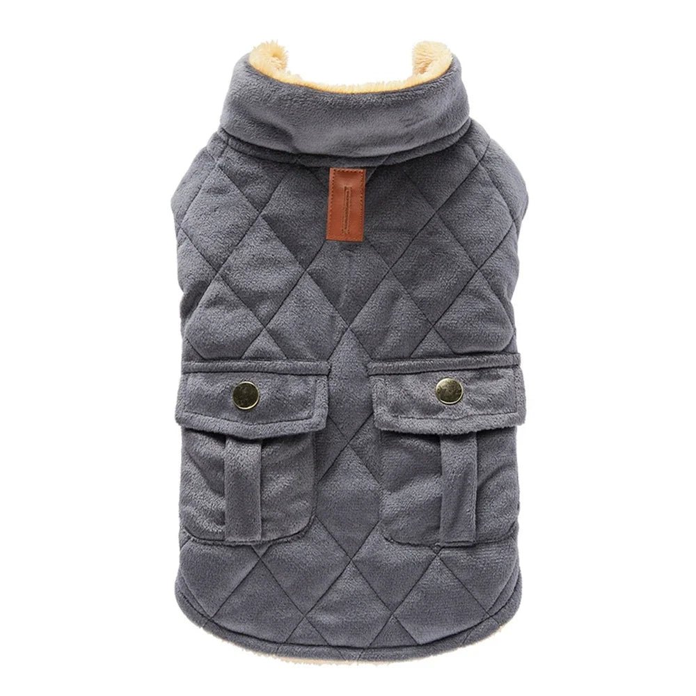 Winter Warm Plush Dog Jackets With Double Pockets For Small Medium And Large Dogs