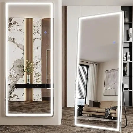 Antok LED Illuminated Full-Length Floor Mirror, 71 x 28 Freestanding Lighted Mirror for Hanging or Standing Use