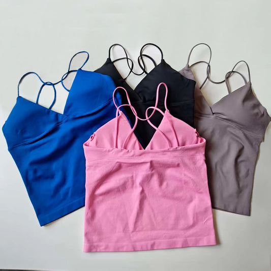 NCLAGEN Women's Twist Front Seamless Longline Yoga Workout Tank Top