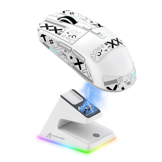 MAMBASNAKE&ATTACK SHARK X6 Mouse,PAW3395 Bluetooth Tri-Mode Connection,RGB Touch Magnetic Charging Base,Macro Gaming Mouse