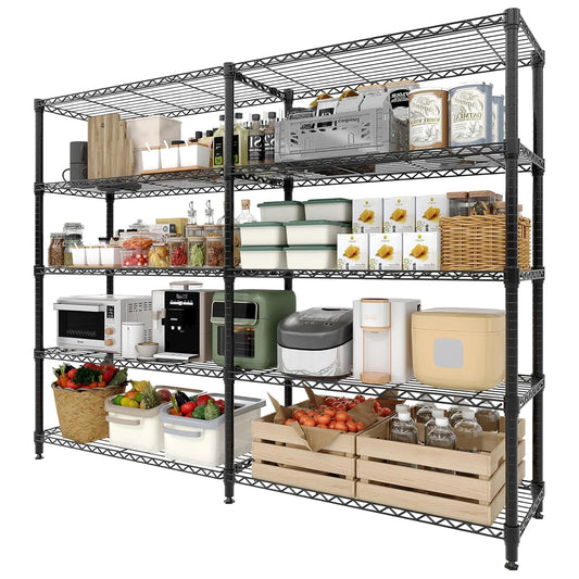 Heavy Duty Storage Shelves 4/5 Tiers Metal Shelving Unit Adjustable Organization Pantry Shelves for Kitchen Garage Commercial