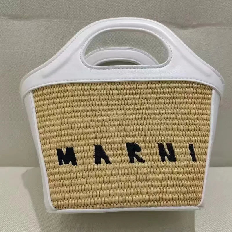 Elegant Mini Tote Bag With Leather Edges And Cutout Handle