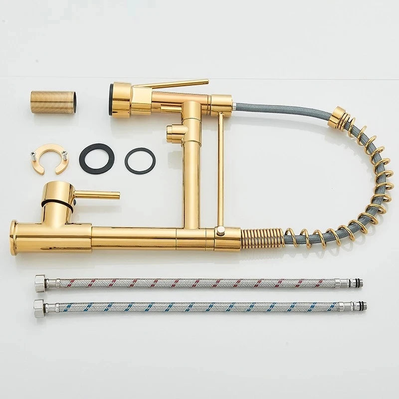 SHBSHAIMY Spring Kitchen Faucet Pull Down Dual Swivel Spout Hot Cold