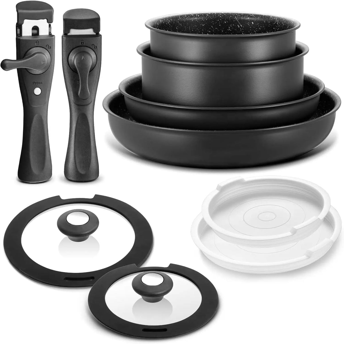 Induction Nonstick Cookware Set With Removable Handles