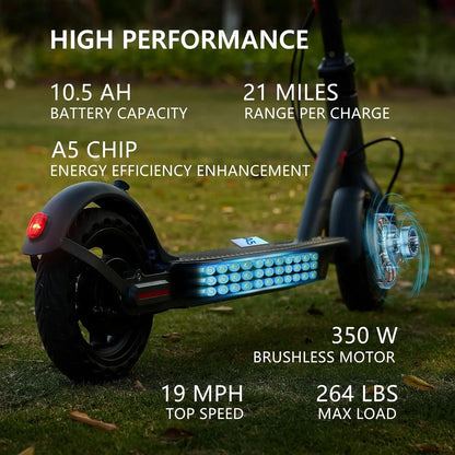 G5.0 Electric Scooter 36V 10.5AH High Capacity Battery 21Miles Long Range 19Mph 350 Motor 8.5Inch Tyres Foldable Escooter