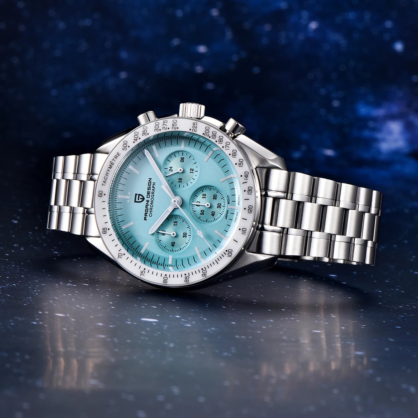 PAGANI DESIGN Moon Mens Watch Chronograph Quartz Automatic Waterproof Sapphire